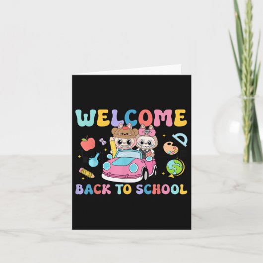 Terug naar school eerste schooldag monster leraar kaart (Voorkant)