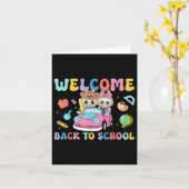 Terug naar school eerste schooldag monster leraar kaart (Gele Bloem)