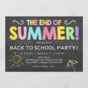 Terug naar school einde van de zomer Party uitnodi Kaart