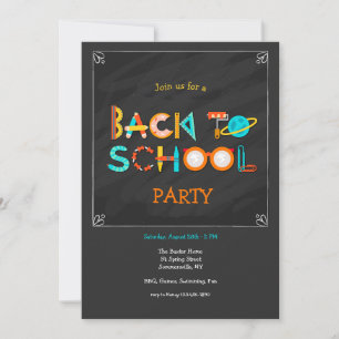 Terug naar school elementen feest kaart