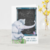 Terug naar School Elephant Chalkboard Personaliser Kaart (Gele Bloem)