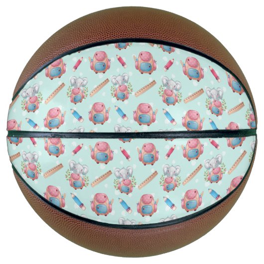Terug naar School Elephant Pattern Basketbal (Voorkant)