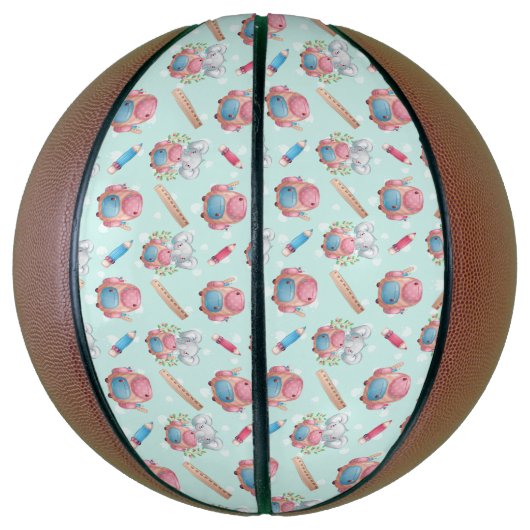 Terug naar School Elephant Pattern Basketbal (Verticaal)