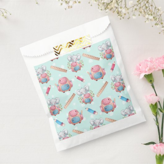 Terug naar School Elephant Pattern Bedankzakje (Gezegeld)