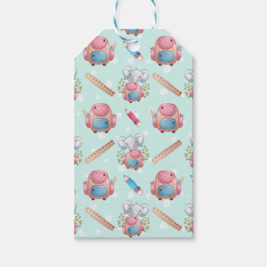 Terug naar School Elephant Pattern Cadeaulabel (Voorkant)
