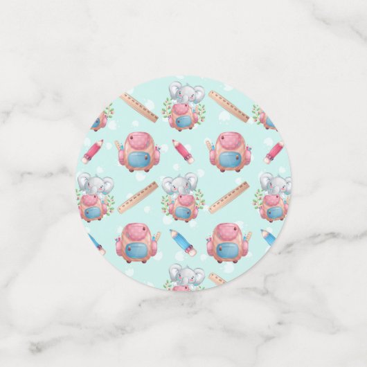 Terug naar School Elephant Pattern Confetti (Kleine voorkant)