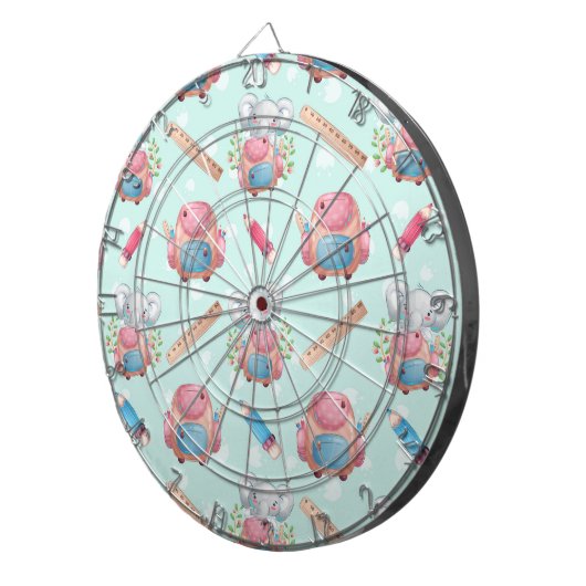 Terug naar School Elephant Pattern Dartbord (Voorkant Rechts)