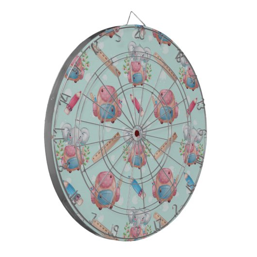 Terug naar School Elephant Pattern Dartbord (Voorkant Links)
