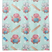 Terug naar School Elephant Pattern Douchegordijn (Voorkant)