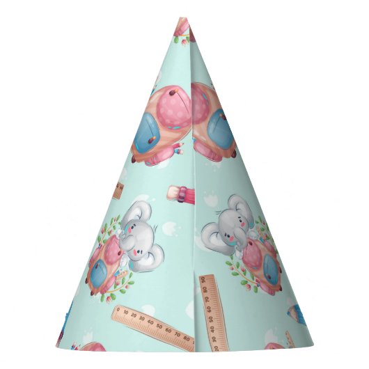 Terug naar School Elephant Pattern Feesthoedjes (Achterkant)