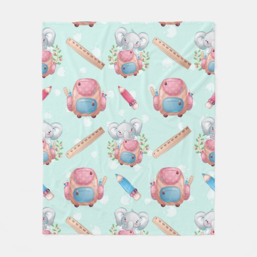 Terug naar School Elephant Pattern Fleece Deken (Voorkant)