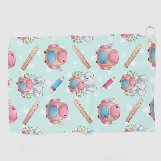 Terug naar School Elephant Pattern Golfhanddoek (Horizontaal)
