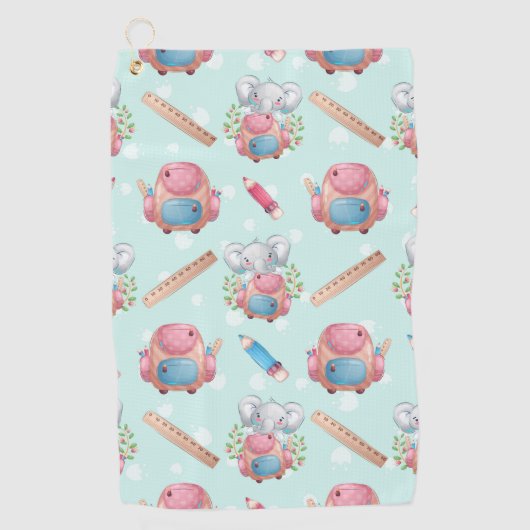 Terug naar School Elephant Pattern Golfhanddoek (Voorkant)