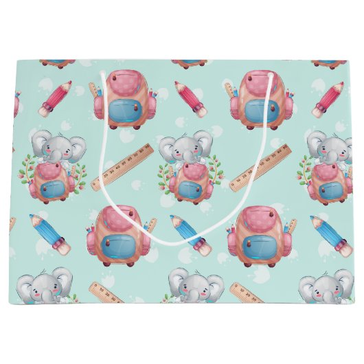 Terug naar School Elephant Pattern Groot Cadeauzakje (Voorkant)
