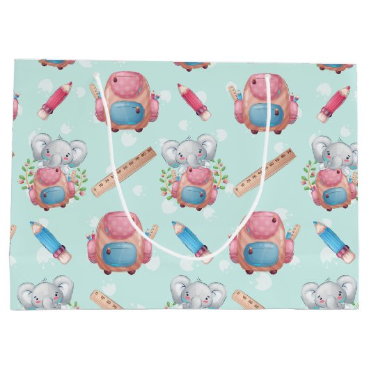 Terug naar School Elephant Pattern Groot Cadeauzakje (Achterkant)
