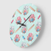 Terug naar School Elephant Pattern Grote Klok (Hoek)