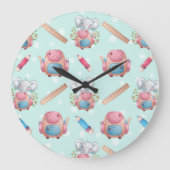 Terug naar School Elephant Pattern Grote Klok (Voorkant)