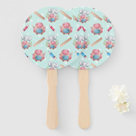 Terug naar School Elephant Pattern Handwaaier (Voorkant en achterkant)