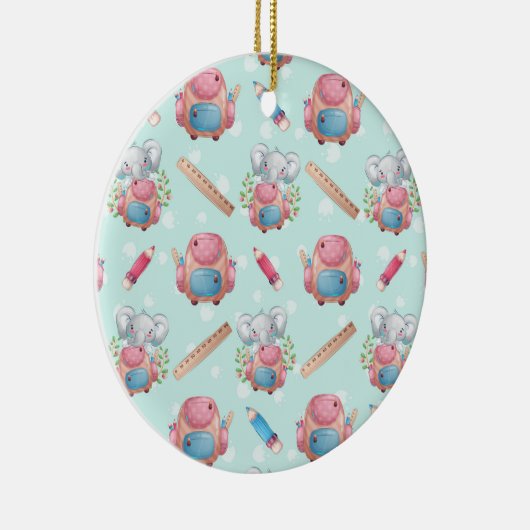 Terug naar School Elephant Pattern Keramisch Ornament (Rechts)