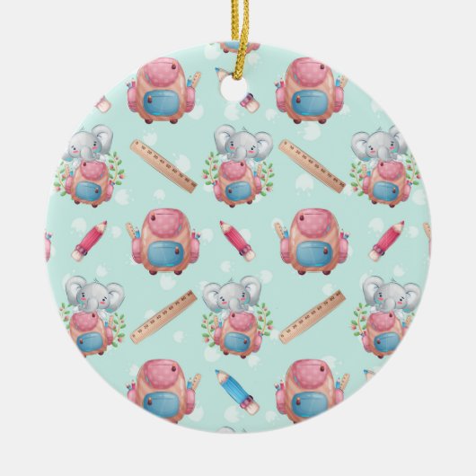 Terug naar School Elephant Pattern Keramisch Ornament (Voorkant)