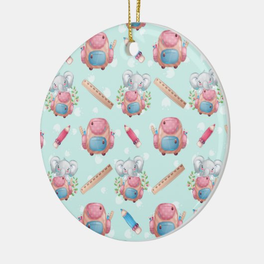 Terug naar School Elephant Pattern Keramisch Ornament (Links)