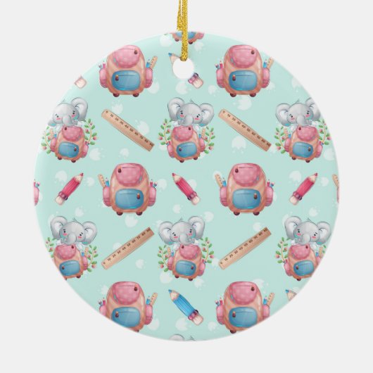 Terug naar School Elephant Pattern Keramisch Ornament (Achterkant)