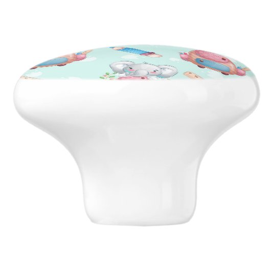 Terug naar School Elephant Pattern Keramische Knop (Zijkant)