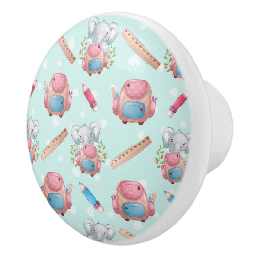 Terug naar School Elephant Pattern Keramische Knop (Rechts)