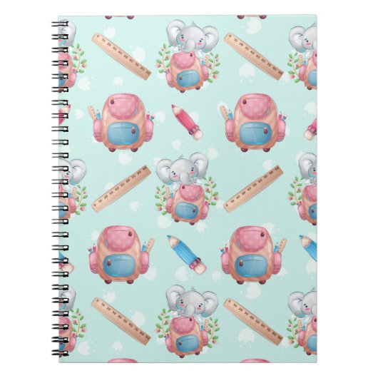 Terug naar School Elephant Pattern Notitieboek (Voorkant)