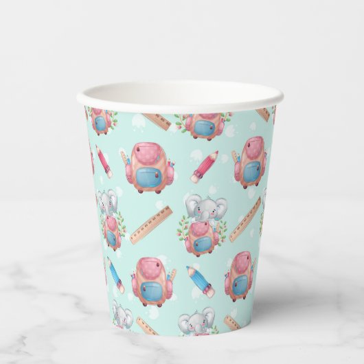 Terug naar School Elephant Pattern Papieren Bekers (Voorkant)