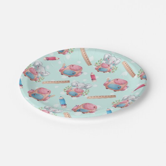 Terug naar School Elephant Pattern Papieren Bordje (Gekanteld)
