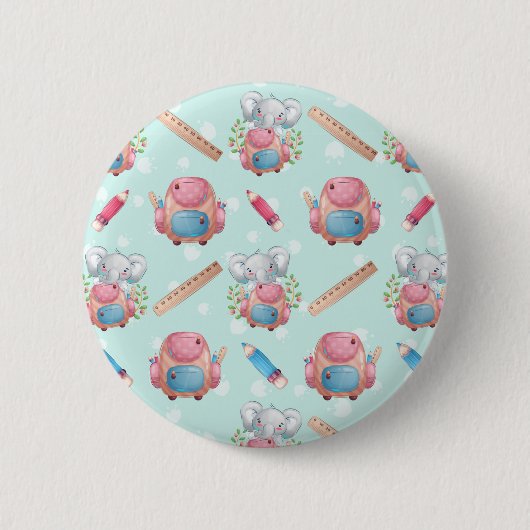 Terug naar School Elephant Pattern Ronde Button 5,7 Cm (Voorkant)