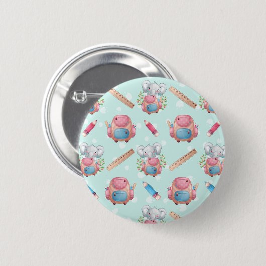 Terug naar School Elephant Pattern Ronde Button 5,7 Cm (Voorkant /achterkant)