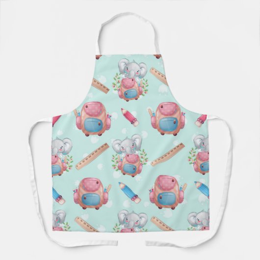 Terug naar School Elephant Pattern Schort (Voorkant)