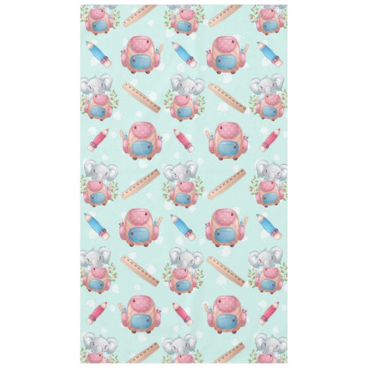 Terug naar School Elephant Pattern Tafelkleed (Voorkant)