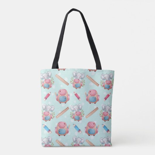 Terug naar School Elephant Pattern Tote Bag (Achterkant)