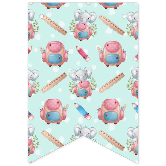 Terug naar School Elephant Pattern Vlaggetjes (Eerste vlag)