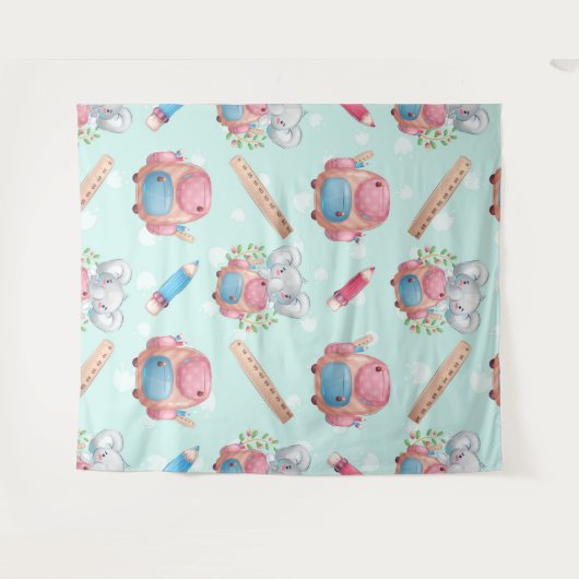 Terug naar School Elephant Pattern Wandkleed (Voorkant (horizontaal))