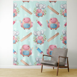 Terug naar School Elephant Pattern Wandkleed