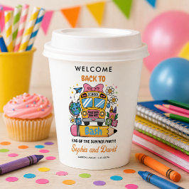 Terug naar school feest! Bewerkbare einde van de z Papieren Bekers