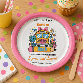Terug naar school-feest! Bewerkbare einde van de z Papieren Bordje