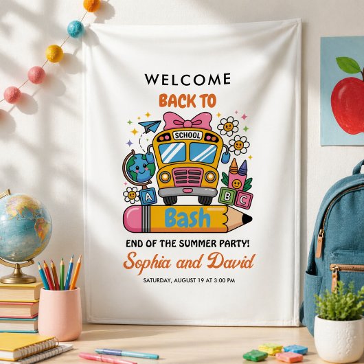 Terug naar school-feest! Bewerkbare eindejaars zom Spandoek