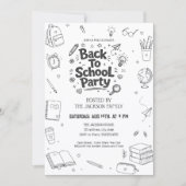 Terug Naar School Feest Doodle Kaart (Voorkant)