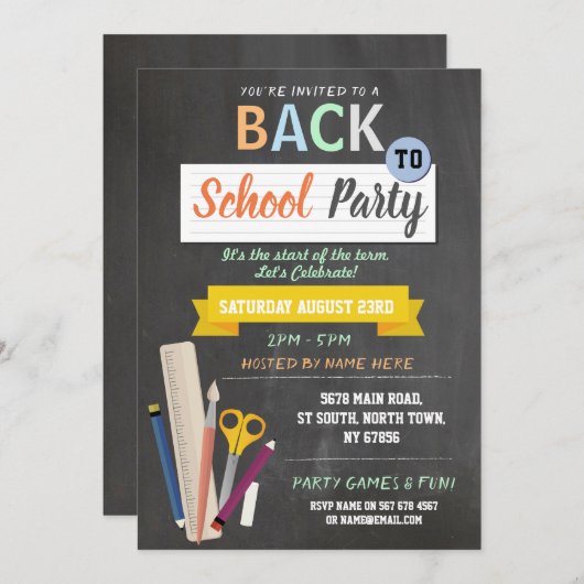 Terug naar school Feest Leraar schoolbord Fun Uitn Kaart (Voorkant / Achterkant)