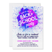 Terug naar school feest Paint Spat Invitatie