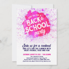 Terug naar school feest Paint Splatter Invite - ro Kaart