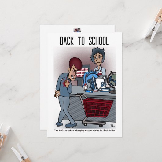 Terug naar School Flat Wenskaart Kaart (Voorkant / Achterkant in situ)