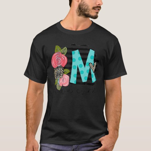 Terug naar school Flower and Teacher Media Clerk T T-shirt (Voorkant)