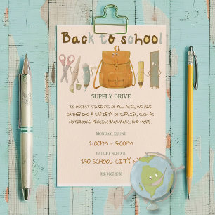 Terug naar School Friends Supply Drive Fundraise Kaart