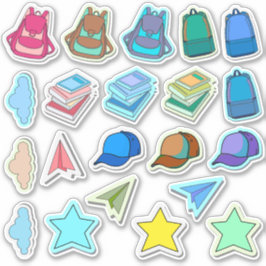 Terug naar School Fun Icons Kleurrijke Kinder Stic Sticker